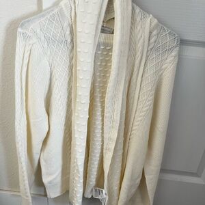 Charter Club Cream Cardigan Sweater with Intricate Knit Design